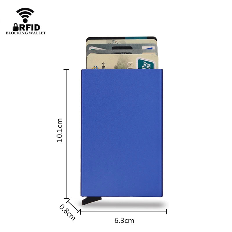 Portefeuille intelligent RFID avec porte-cartes, en métal fin et mince, pour hommes et femmes, portefeuille minimaliste à ouverture par clapet, petit porte-monnaie noir style valet
