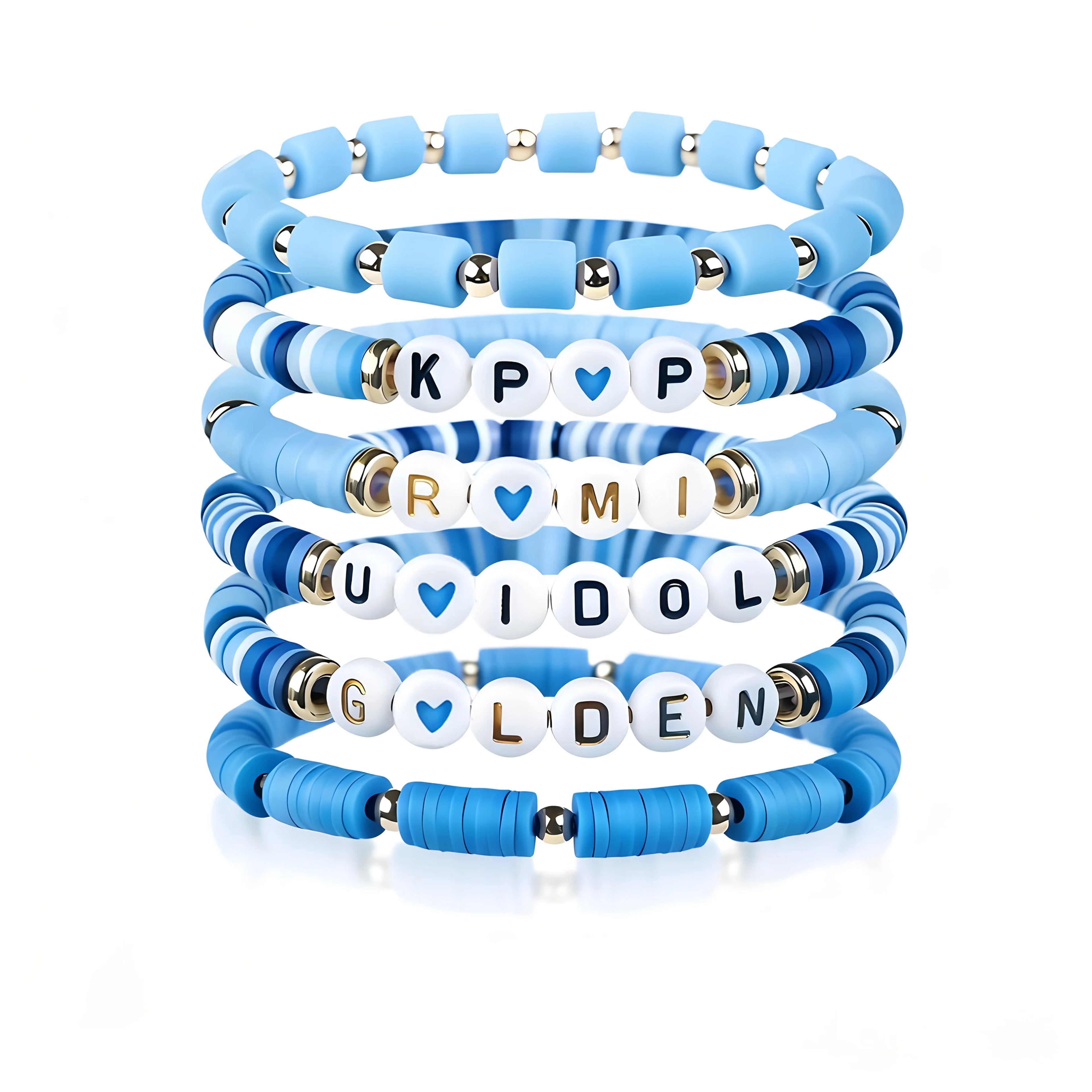 Ensemble de 6 bracelets K-Pop multicolores, bijoux résistants, accessoire de fan, cadeau de concert, cosplay ou anniversaire