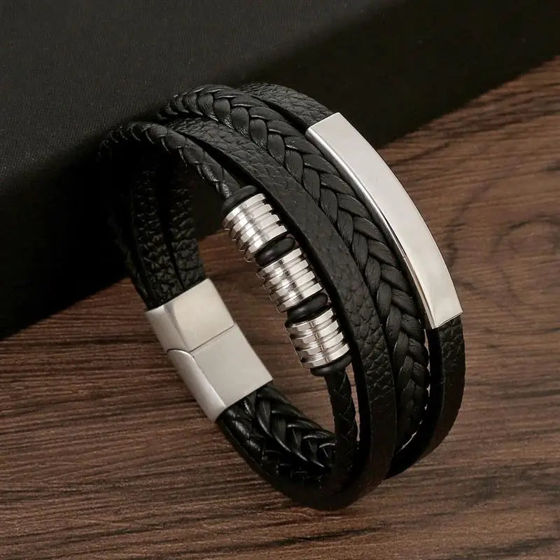 Bracelet en cuir classique pour hommes, nouveau Style, tissé à la main, multicouche, accessoire combiné, mode homme, bijoux, vente en gros, livraison directe