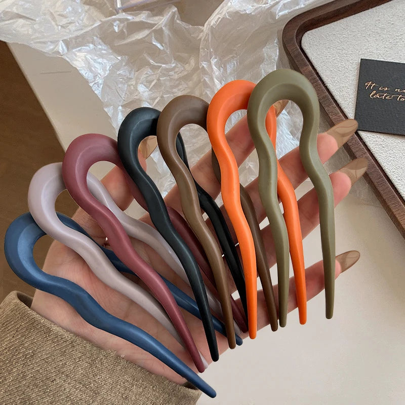 Fashion U-Shaped Hair Fork Tortoiseshell Acetate Acrylic Hairpin Geometric Women's Hair Accessories Hair Sticks Girls Headwear