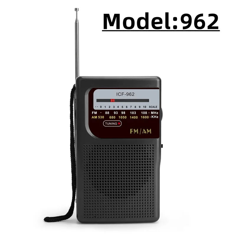 BC-R21/961/962 Mini Radio AM FM Radio Portable à piles meilleure réception la plus longue durée pour la course à pied marche à la maison Soundbox