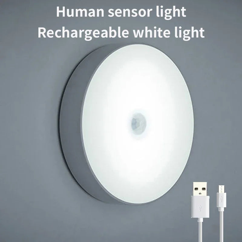 LED intelligente capteur de corps humain veilleuses éclairage automatique d'urgence USB charge sans fil aspiration magnétique LED lumières d'armoire