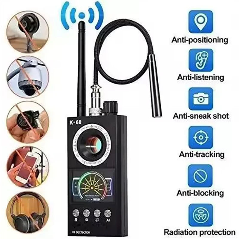 Détecteur de caméra Anti-espion professionnel K68, Scanner de bogues, Protection de sécurité, caméra de Signal RF, Gadgets cachés, localisateur GPS de voiture