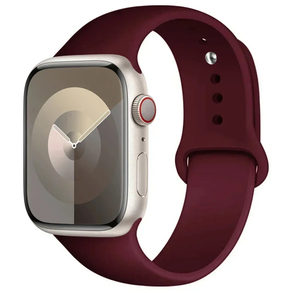 Bracelet en Silicone pour Apple Watch, 44mm 45mm 40mm 41mm 42-46mm, bracelet de sport iwatch série 8 7 6 5 4 9 10 11 SE-Ultra 2/3 49mm
