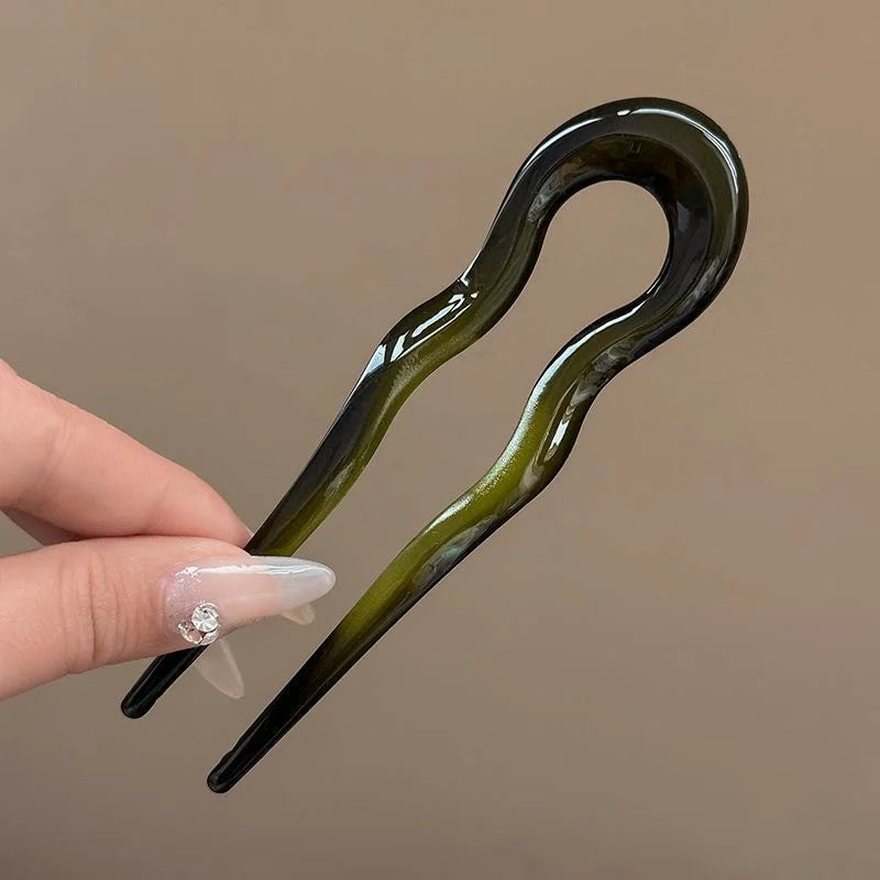 Fourchette à cheveux en forme de U, épingle à cheveux en acétate acrylique écaille de tortue, accessoire de coiffure géométrique pour femmes et filles