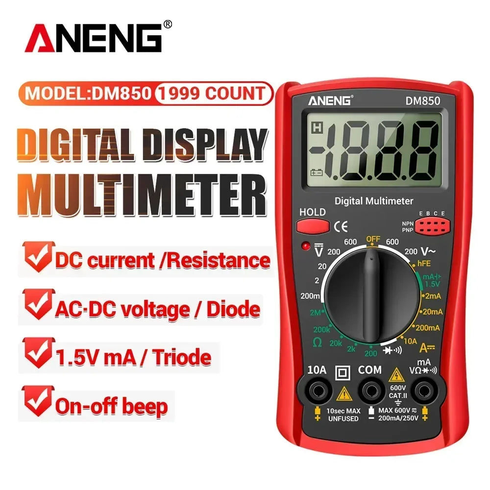 ANENG DM850 Digital Multimeter Automatic Professional 1999 Counts Auto AC/DC Votage Tester Ohm Current Ammeter Detector Tool