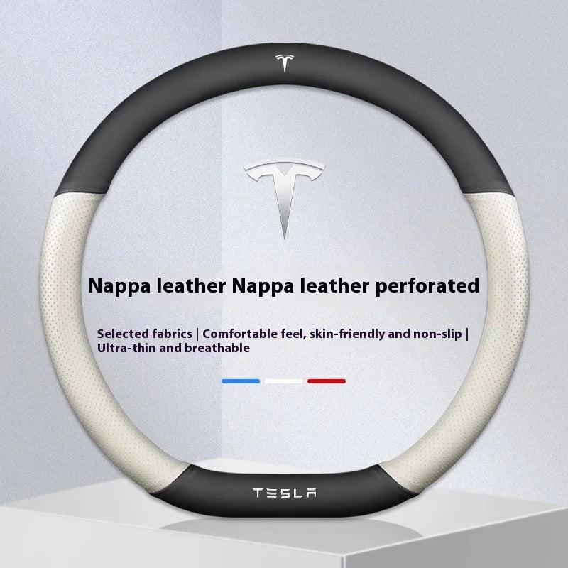 Housse de volant en cuir suédé antidérapant et respirant pour Tesla Model 3, Model Y, Model S, Model X Roadster- Accessoires auto