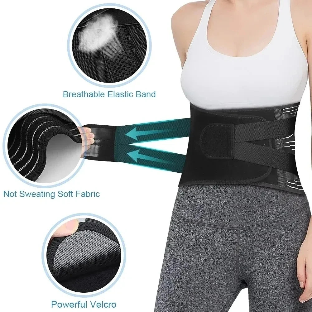 Ceinture de soutien lombaire ajustable, corset orthopédique à double serrage, décompression de la colonne vertébrale, soulagement des douleurs dorsales, raffermissement de l'abdomen