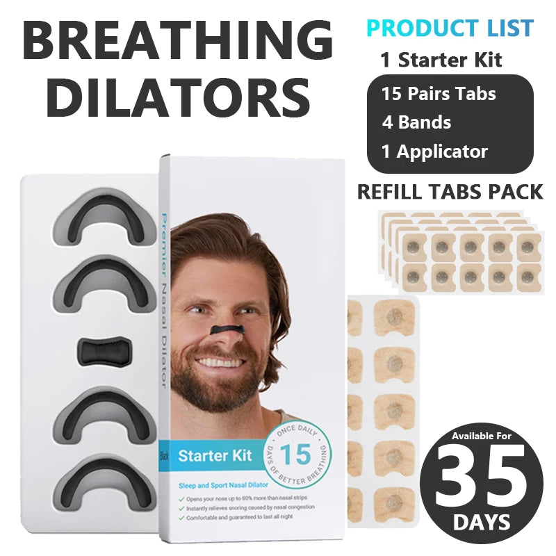 Kit de démarrage de dilatateurs respiratoires nasaux magnétiques, 15/30 jours, pour améliorer la qualité du sommeil, bande buccale Anti-ronflement