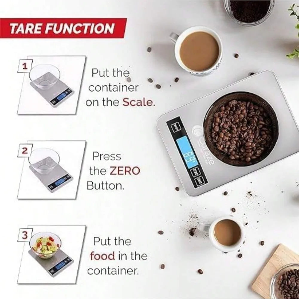Balance de cuisine 10 kg, balance de cuisine numérique avec fonction de tare, balance électronique de préparation du café, écran LCD en acier inoxydable