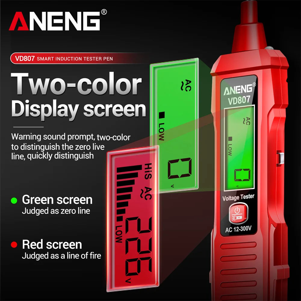 ANENG VD807 testeur de stylo électrique intelligent Portable à Induction en un mot 50/60Hz capteur NCV AC 12-300V outils de détection de fil sans contact