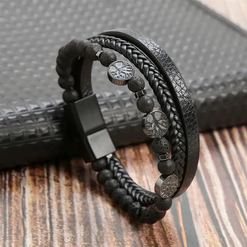 Bracelet en cuir classique pour hommes, nouveau Style, tissé à la main, multicouche, accessoire combiné, mode homme, bijoux, vente en gros, livraison directe