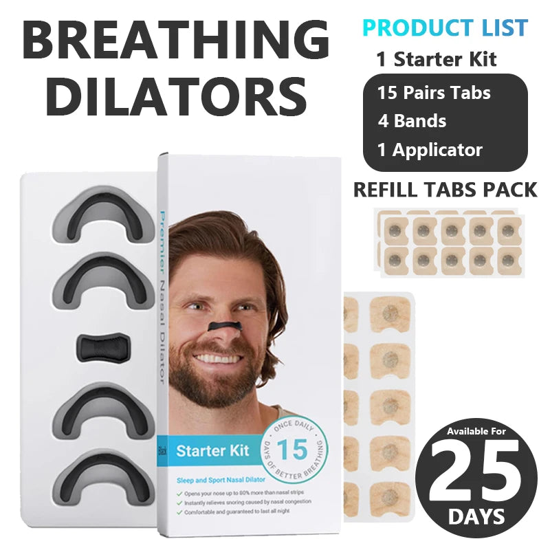 Kit de démarrage de dilatateurs respiratoires nasaux magnétiques, 15/30 jours, pour améliorer la qualité du sommeil, bande buccale Anti-ronflement