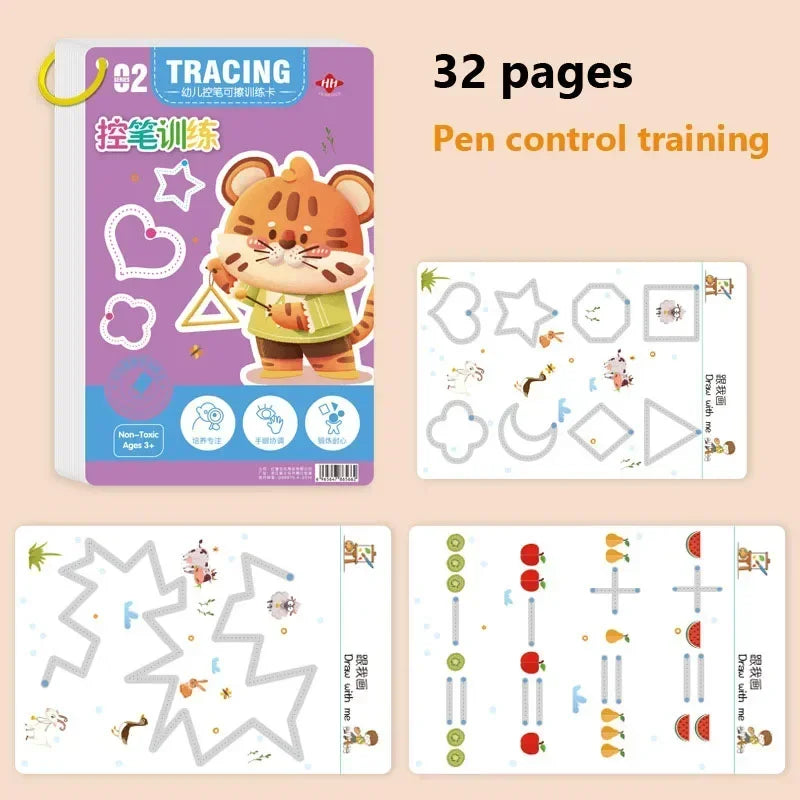 Magical Tracing Workbook Educational Montessori Books for Children Pen Control Training Reusable Calligraphy Copybook Kids Toys