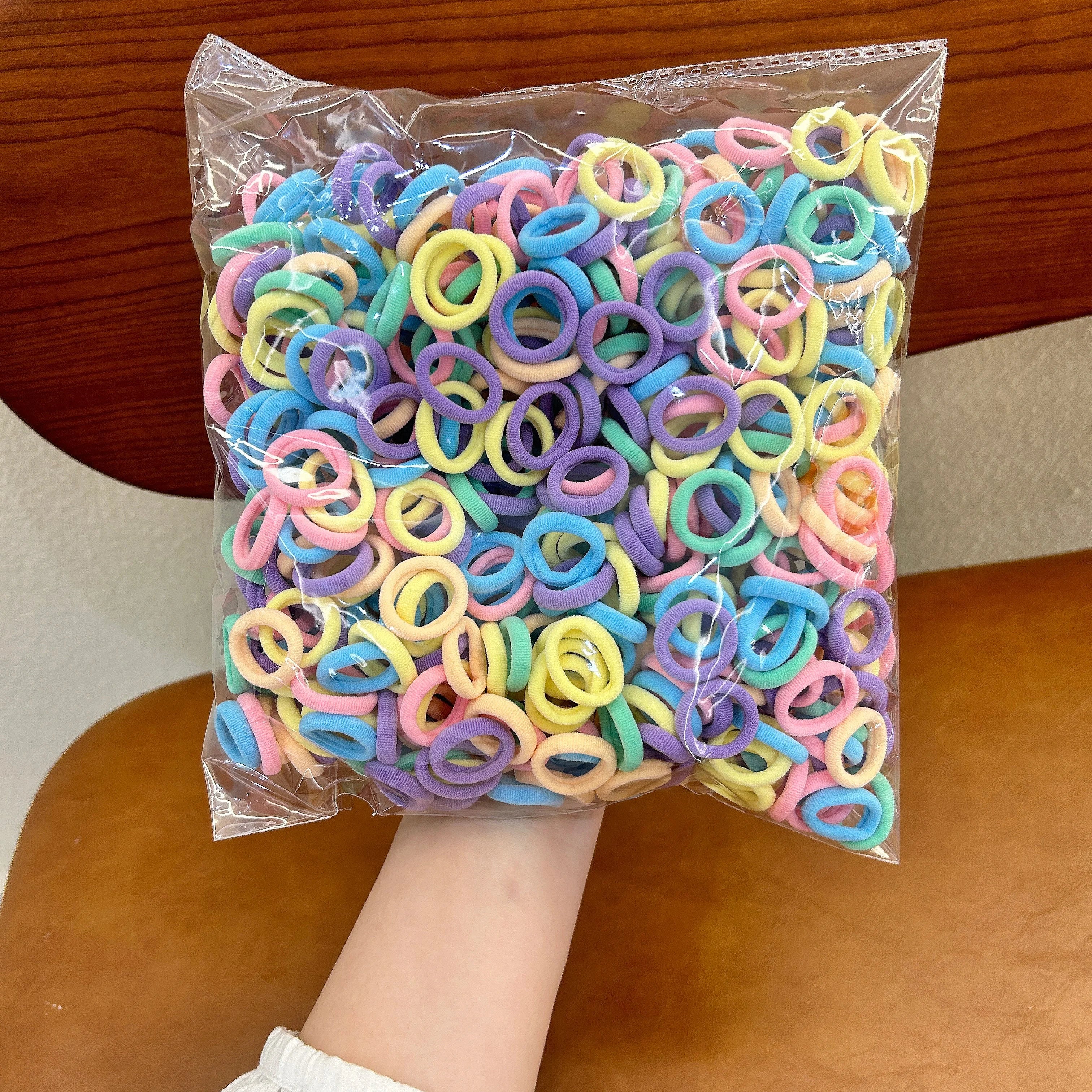 300 pièces de cordon de cheveux en Nylon à la mode à haute élasticité, accessoires de cheveux pour enfants, cordon de cheveux de base Simple et bandeau