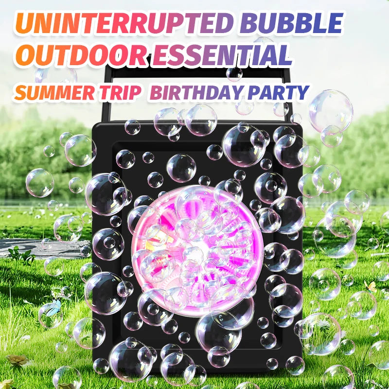 Machine à bulles électrique portable entièrement automatique à 10 trous, jouet idéal pour les fêtes d'anniversaire en extérieur, sans piles ni eau à bulles