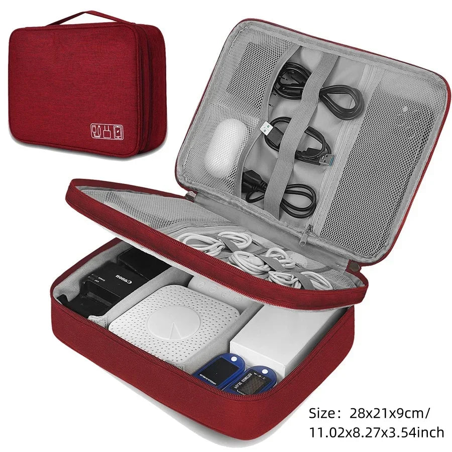 Sac de rangement de câbles étanche, organisateur d'accessoires électroniques numériques, étui de rangement de câbles de voyage Portable pour chargeur de câbles