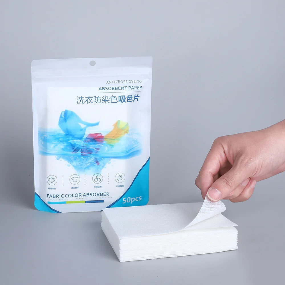 50 pièces/sac comprimés à lessive Absorption de couleur feuilles Anti-taches Anti-ficelle mélange accessoires de lavage parfum longue durée