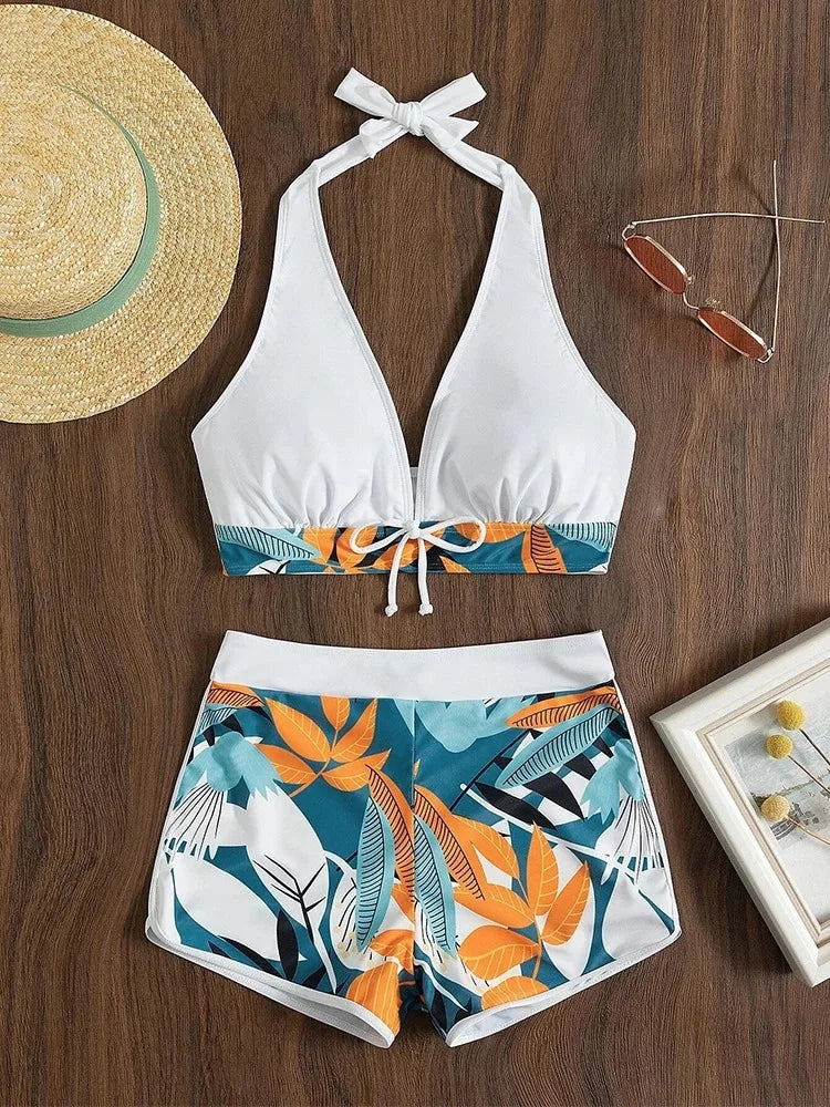 Licou ensemble Bikini maillot de bain court femmes taille haute maillots de bain femme imprimé baigneurs natation maillot de bain maillots de bain