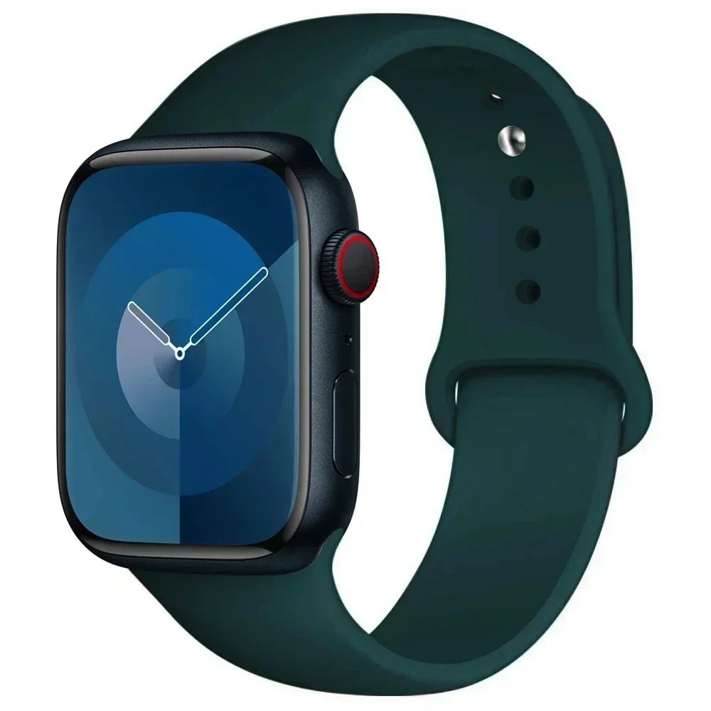 Bracelet en Silicone pour Apple Watch, 44mm 45mm 40mm 41mm 42-46mm, bracelet de sport iwatch série 8 7 6 5 4 9 10 11 SE-Ultra 2/3 49mm