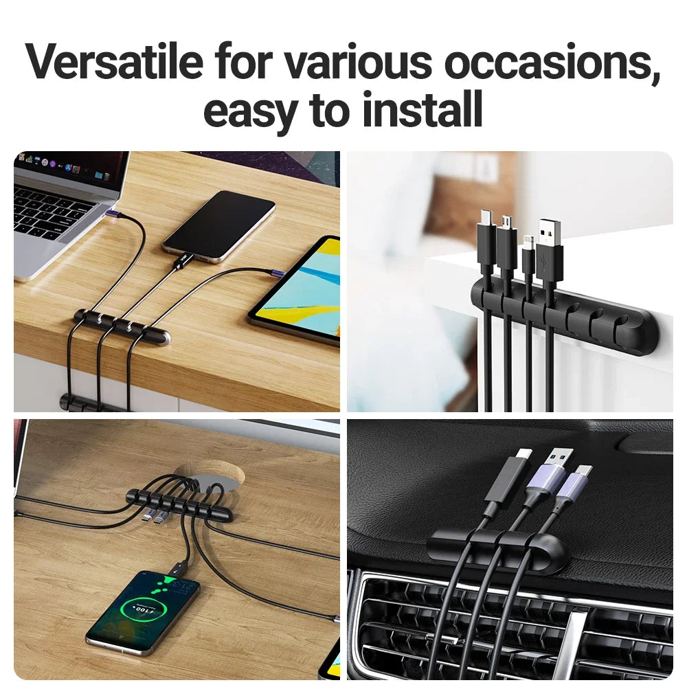 En gros Clips support de câble pour souris, casque, organisateur de fil, organisateur de câble, enrouleur de câble USB en Silicone, gestion bien rangée de bureau