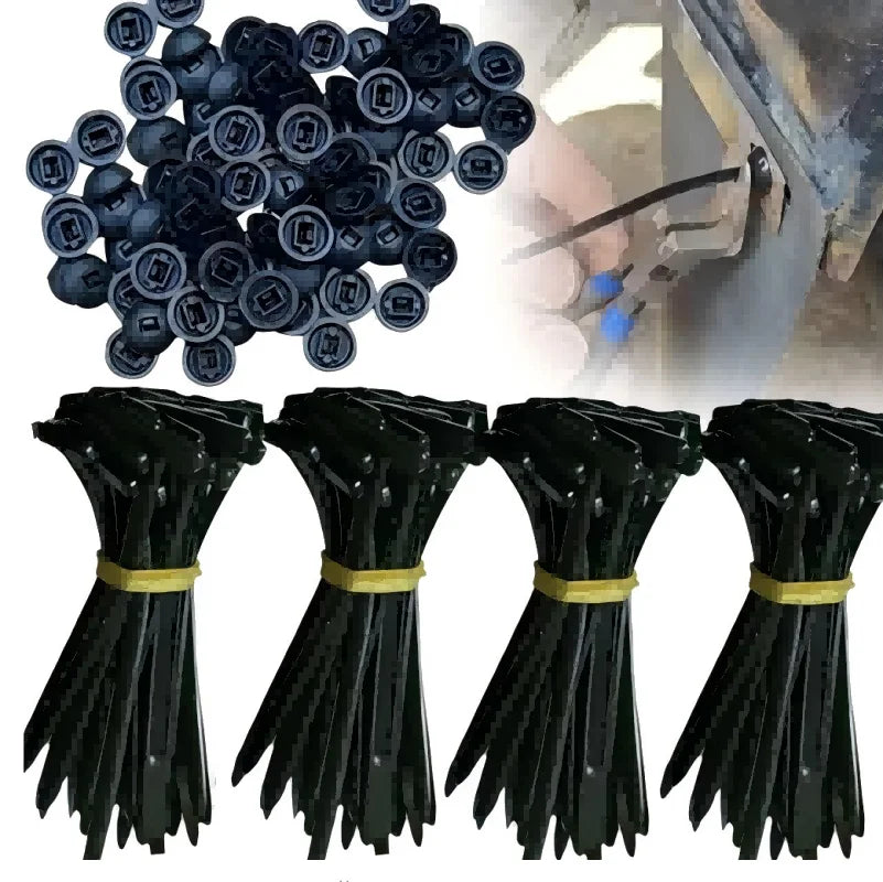 Boucle d'attache de câble universelle en Nylon, support d'attaches à fermeture éclair robuste avec conception de broches et de boutons, attaches de câble en plastique, attaches d'outils pour carrosserie de voiture