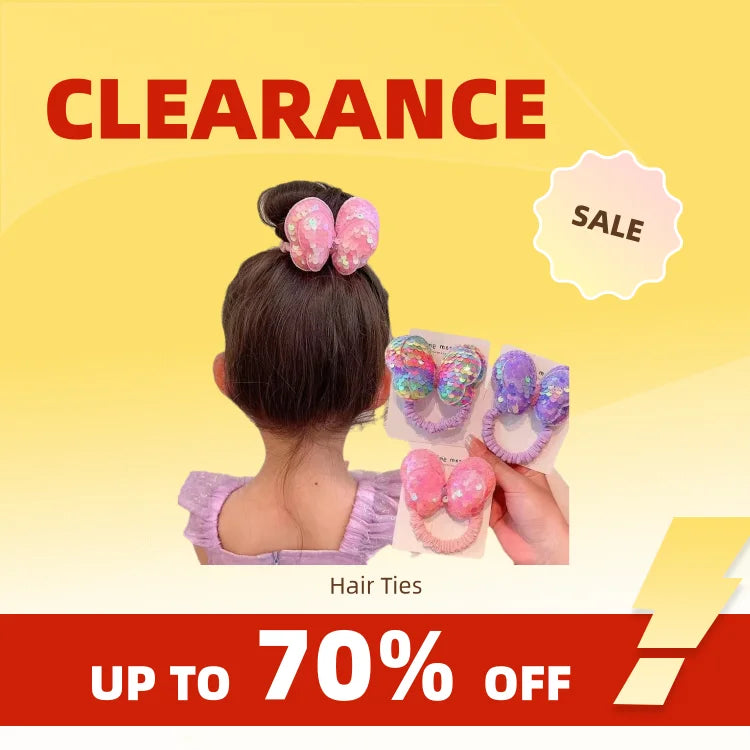 Clearance_3PCS Paillettes Corde À Cheveux Enfants Chouchous Grand Papillon Cravate Haute Queue De Cheval Tresse Fille Élastique Chapeaux Accès Aux Cheveux