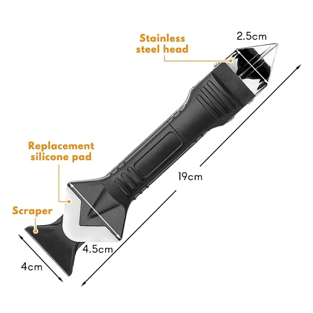 Kit d'outils de colle pour pelle à tête métallique 5 en 1 : spatule en silicone, dissolvant de calfeutrage, retrait de coulis, finition de mastic et déchets de coin