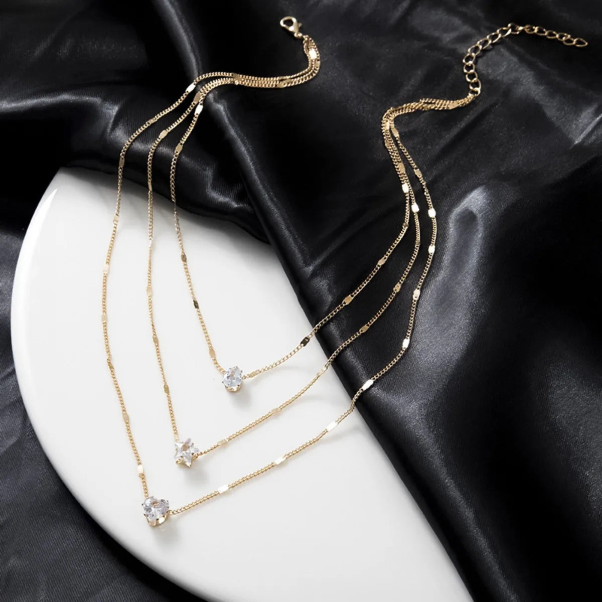 Collier pendentif en Zircon pour femmes, chaîne multicouche, ras du cou, mode féminine, bijoux brillants, cadeau de fête