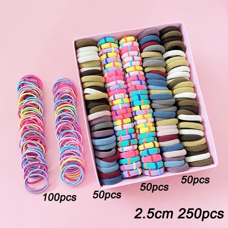 Clearance_200PCS Women Girls Colorful Nylon Elastic Hair Bands Ponytail Hold Small Hair Tie Rubber Bands Scrunchie Hair Accessor