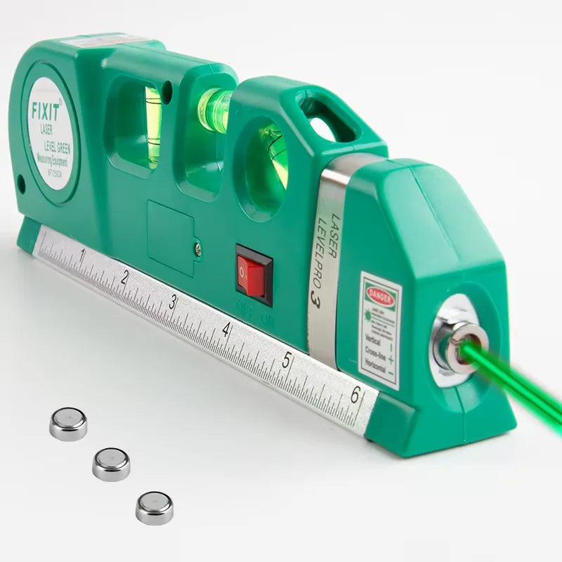 HOMEFISH outil de niveau Laser facile à utiliser, Kit de niveau Laser polyvalent, ligne transversale Standard, règle de ruban à mesurer de 8 pieds