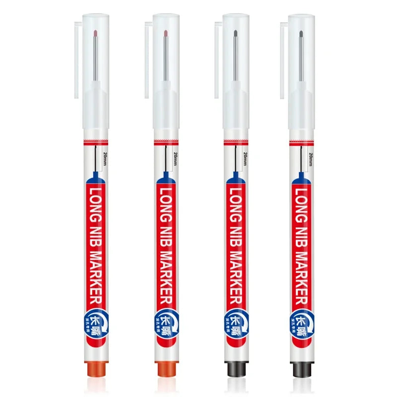 Marqueurs à tête de pointe longue pour stylo perforateur en métal, étanche, salle de bains, décoration du bois, multi-usages, 4 pièces/ensemble 20mm