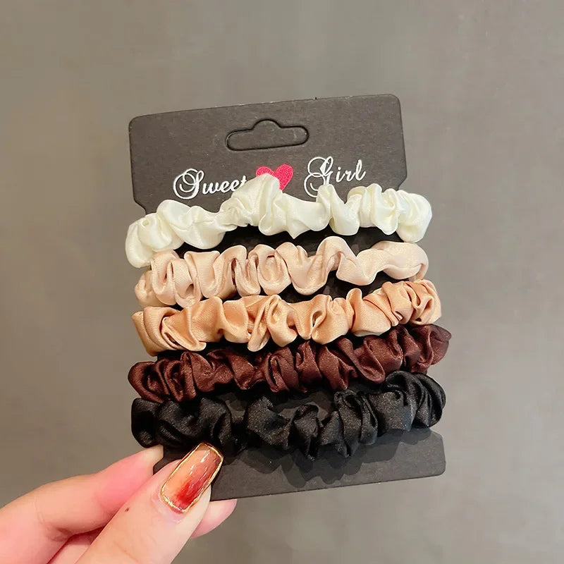 Chouchous élégants pour femmes, 6/18 pièces, Simulation minimaliste, attaches en soie, couleur unie, boucle élastique, queue de cheval, accessoires pour cheveux