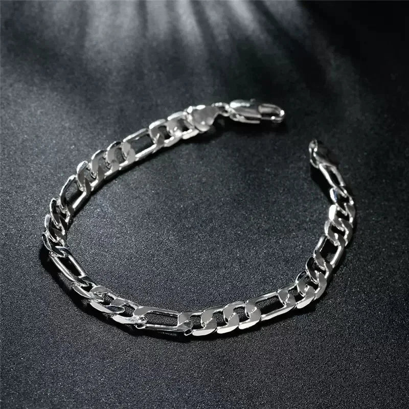 Fine Noble – ensemble de bijoux en argent 925 pour hommes et femmes, chaîne de 4MM, Bracelet et collier, cadeaux de noël, breloques de mariage, nouvel arrivage