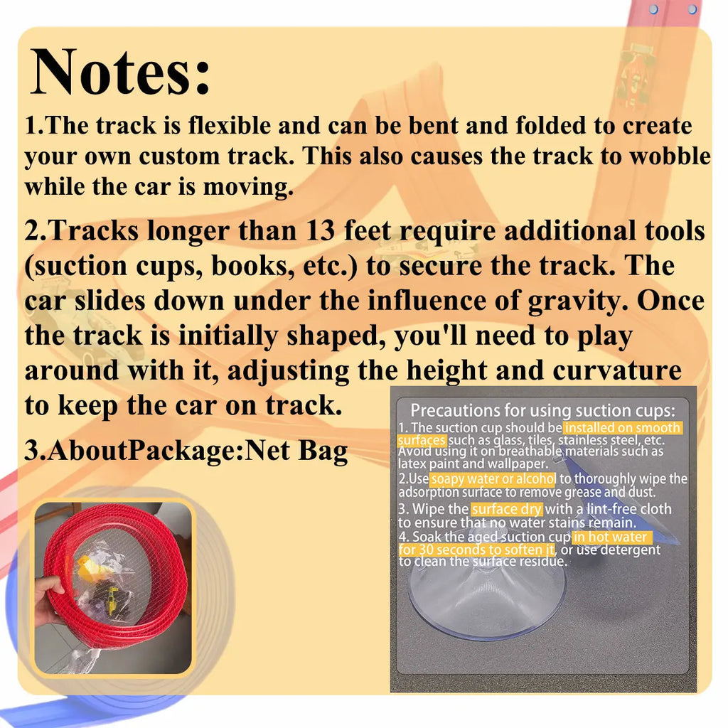 Net Bag 13Ft/16.3Ft Flexible Track Toy & Miniature Car DIY Competitive Rail Vehicle Game Educational Gift for Children Christmas