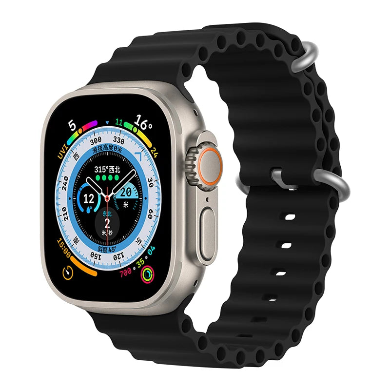 Bracelet océan en Silicone pour bracelets de montre Apple 45mm 46mm 40mm Ultra 2 49mm 44mm 41mm 38-42mm bracelet de sport série 10 9 8 7 6 5 4 SE
