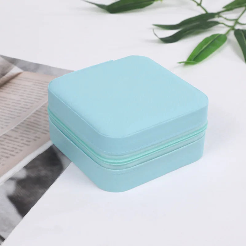 Portable Mini Jewelry Storage Box Travel Organizer Jewelry Case Leather Storage Earrings Necklace Ring Jewelry Organizer Display
