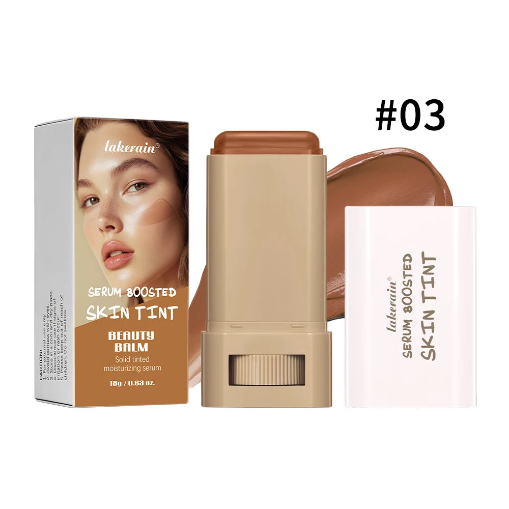 Fond de teint teinté, correcteur en stick, sérum de teint en stick, effet lissant et repulpant, haute couvrance, format voyage, teint bronze