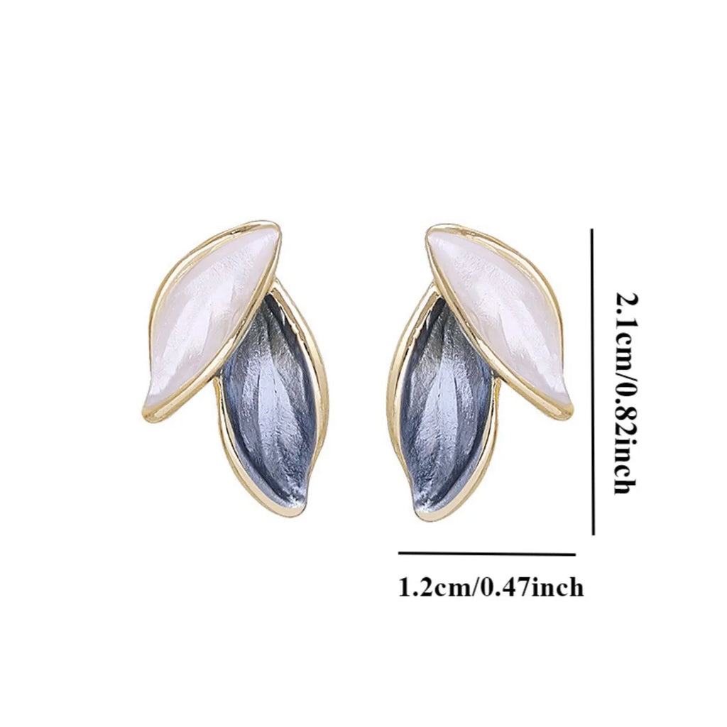 Boucles d'oreilles simples rétro bleu blanc feuille, Design haut de gamme, Style forêt, à la mode, couleurs claires, femmes élégantes