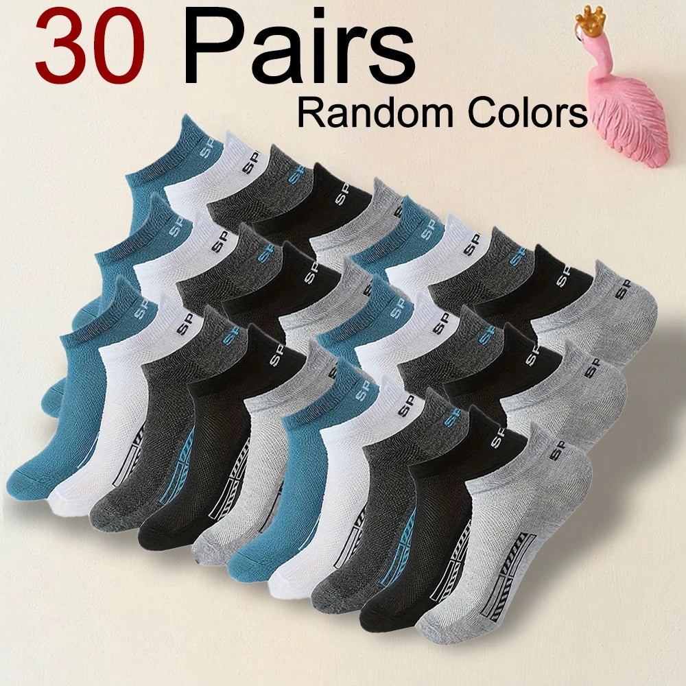 Chaussettes homme cheville tendance, style sport, anti-odeurs, absorbantes, respirantes et invisibles, disponibles en lots de 5, 10, 20 ou 30 paires