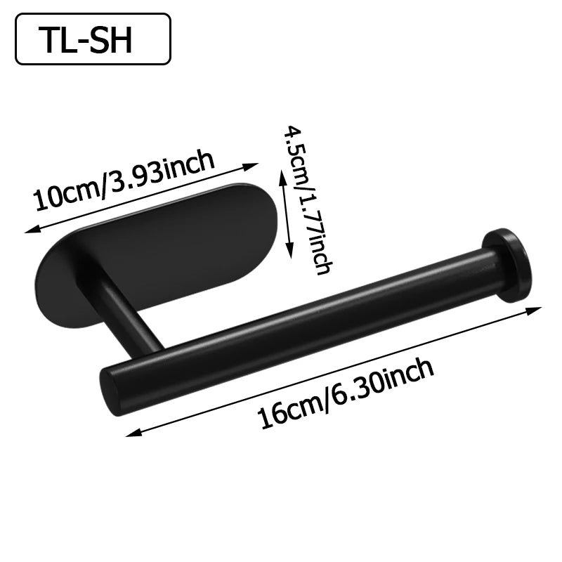 Stainless steel paper roll holder, wall-mounted without drilling, for kitchen, bathroom, wall, and paper towel storage rack.