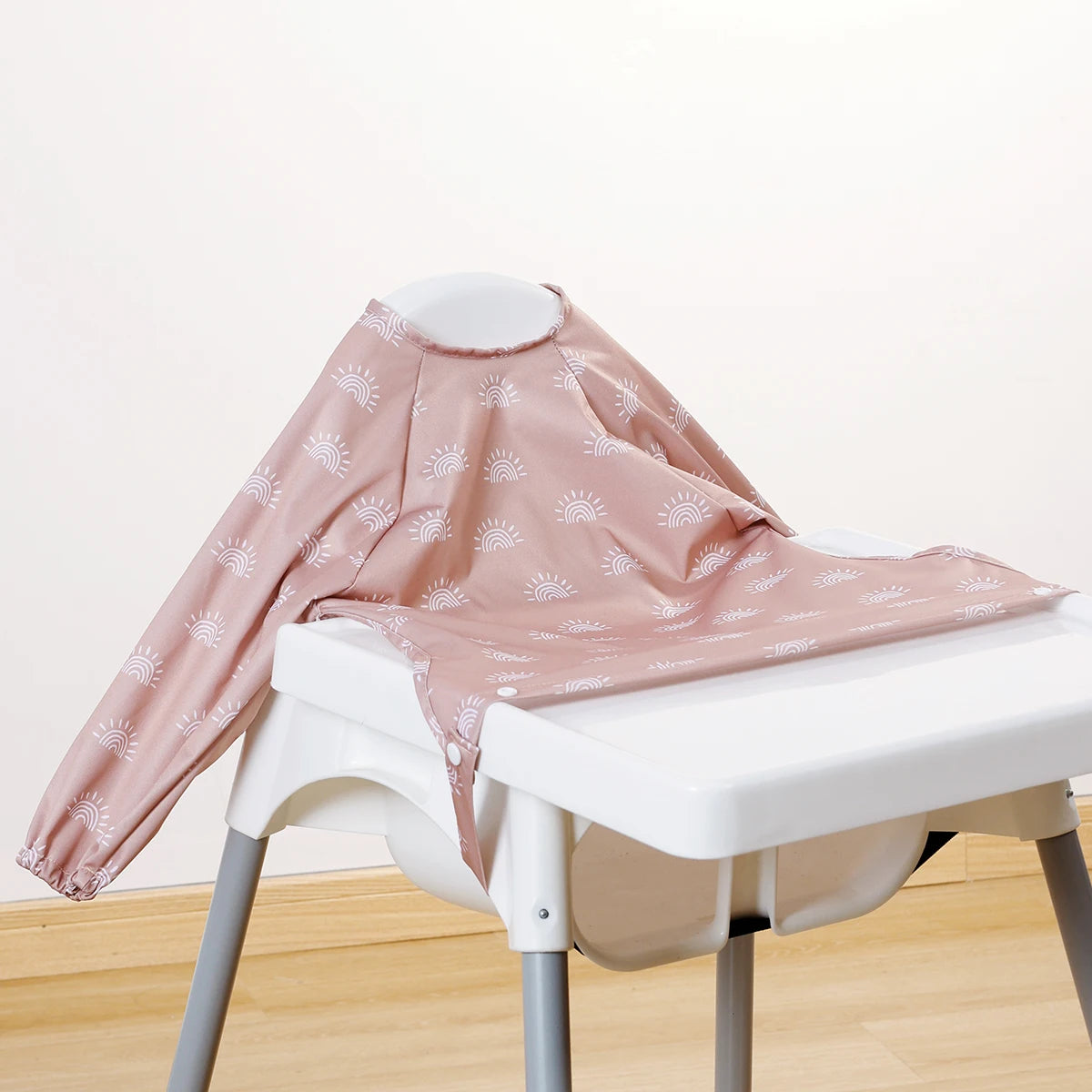 Elinfant 1PC Waterproof Long Sleeve Feeding Bibs With Pocket,Washable Coverall Baby Bibs Aprons,Highchair and Table Attachable