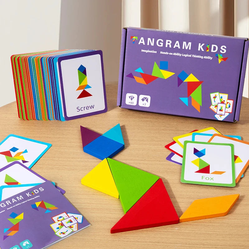 Puzzle Tangram 3D en bois, jeu de société, jouet éducatif Montessori pour enfants, outil pédagogique pour l'apprentissage des formes géométriques en maternelle