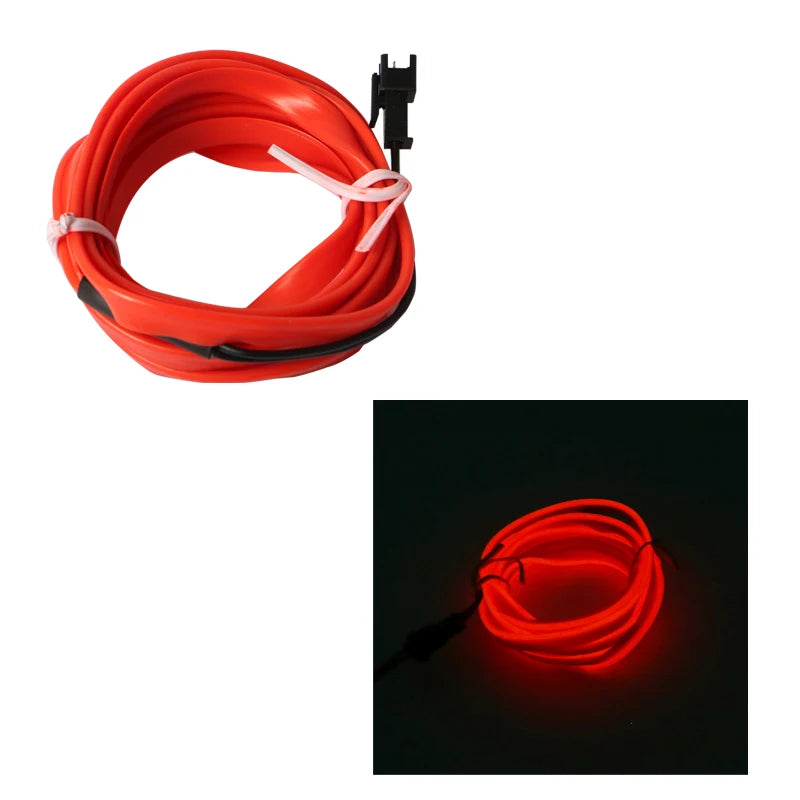 5m Car Interior Atmosphere Lighting LED Strip 5V DIY Flexible EL Cold Light Line Tube With USB Auto Decoration Ambient Lamp