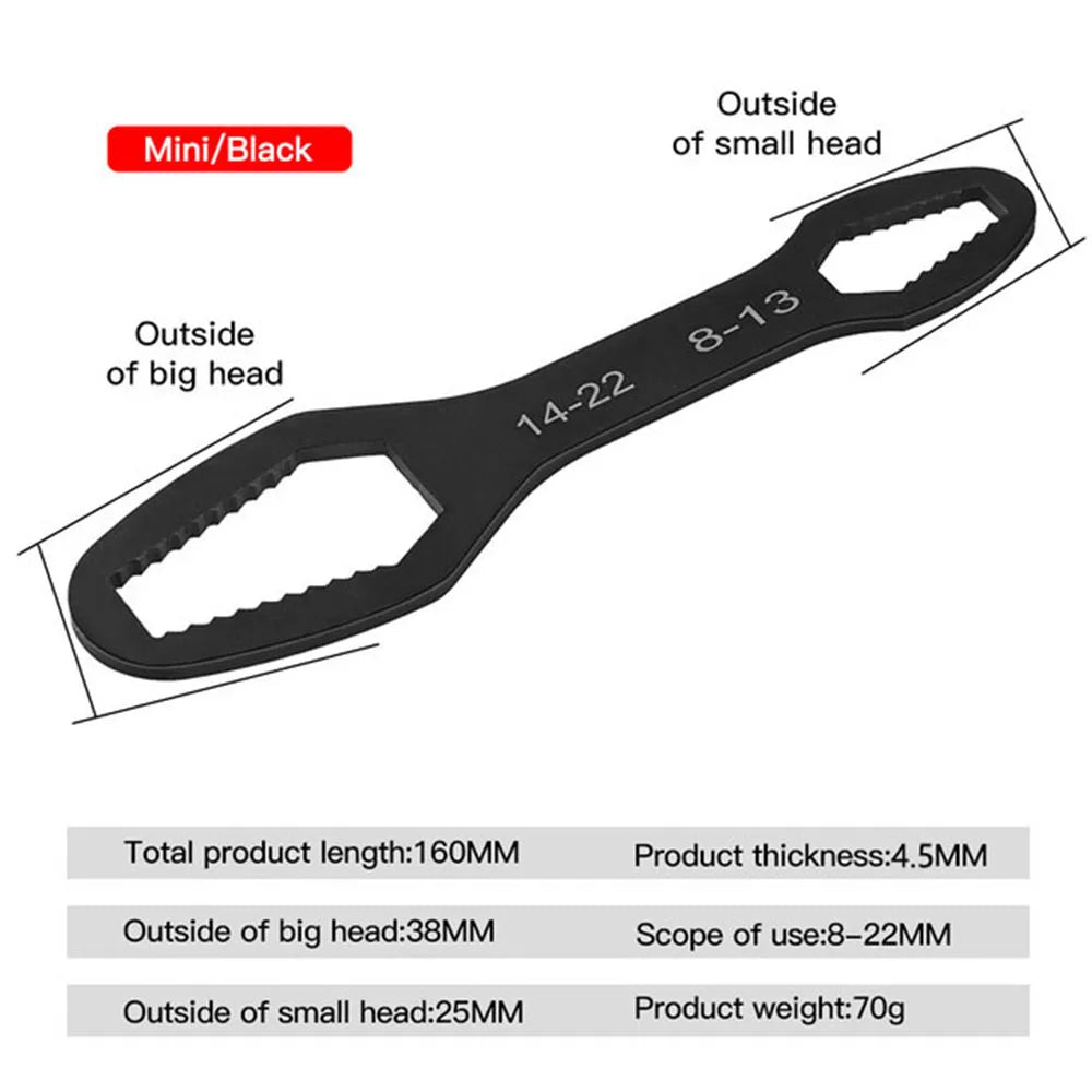 Universal Adjustable Torx Wrench 3-17mm Double-Headed Self-Tightening Glasses Wrench Board for Factory Hand Tools Spanner