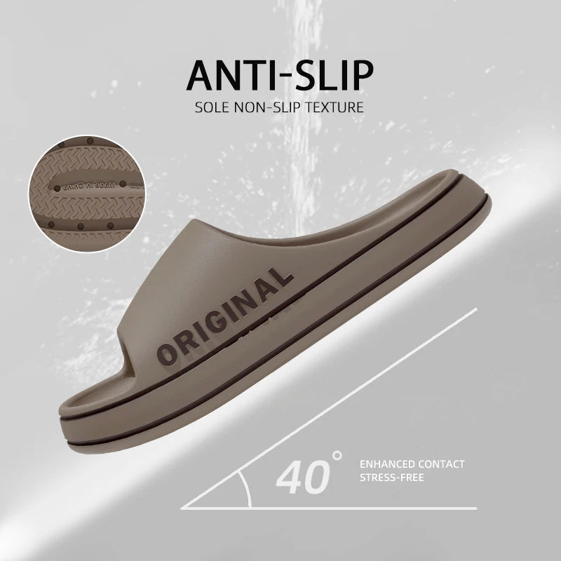 Feslishoet Pantoufles à lettres pour femmes, claquettes de plage, couleur unie, chaussures antidérapantes à semelle épaisse pour hommes, sandales d'été pour couples