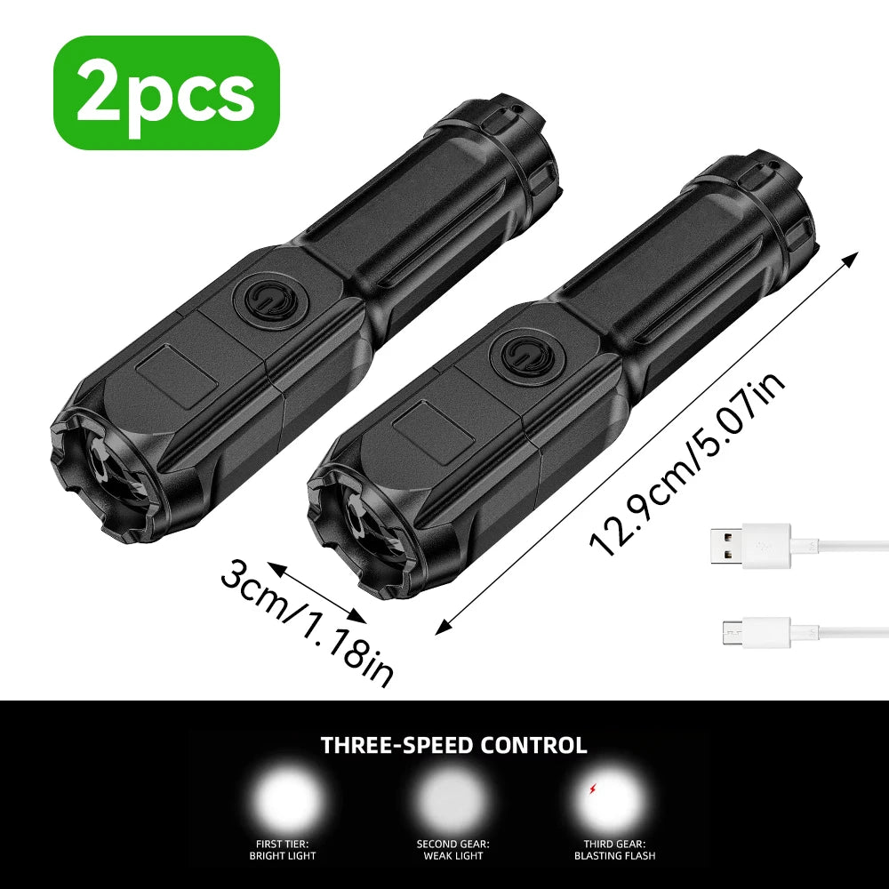 Outils d'auto-défense lampe de poche haute puissance Led forte défense personnelle homme fournitures d'auto-défense Usb charge lampe de poche Denfense
