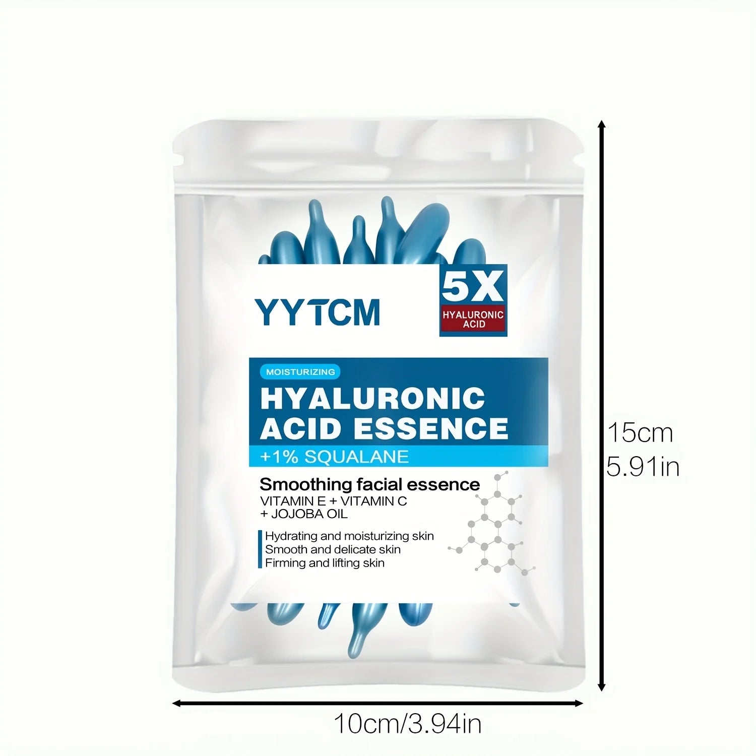 Capsules d'essence hydratante intense à l'acide hyaluronique, sérum hydratant et illuminateur pour la peau (0,4 g x 30 capsules) - 1 sachet