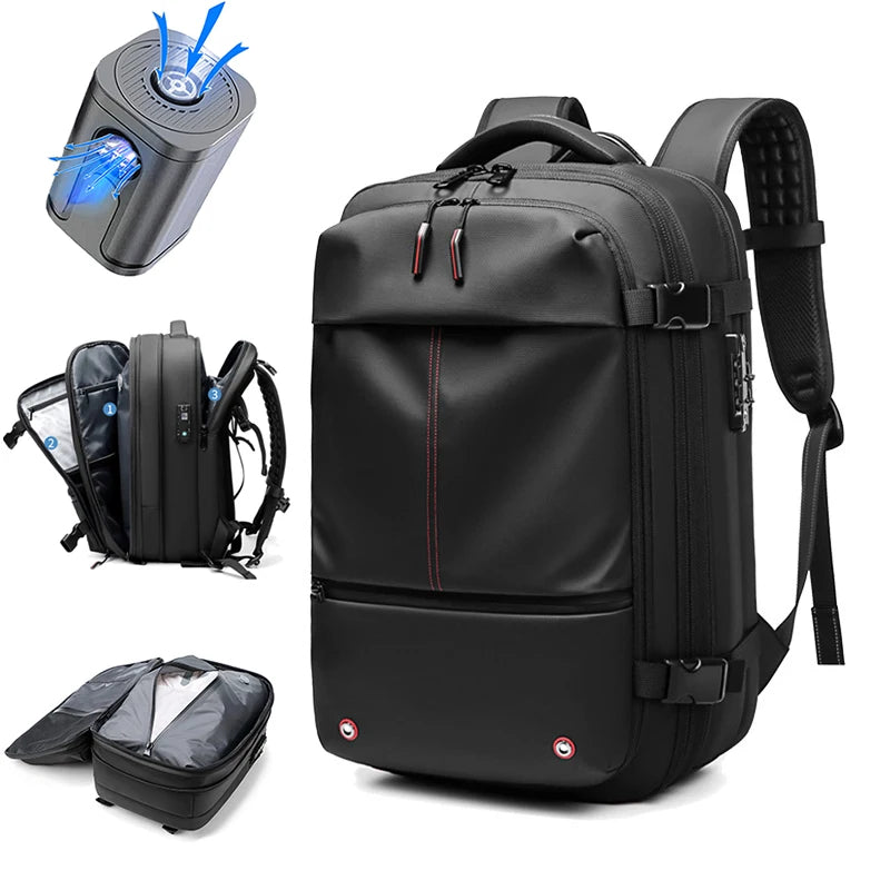Voyage hommes 17 pouces sac à dos pour ordinateur portable compression sous vide sac à dos affaires grande capacité école sac à dos étendre sac à dos en plein air