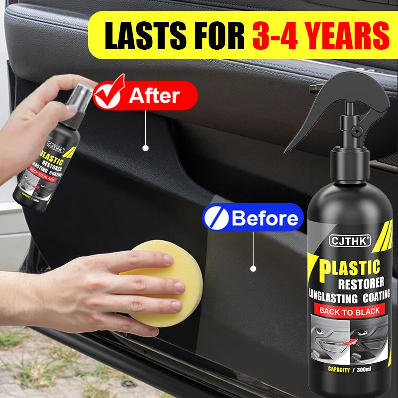 Rénovateur de plastique automobile, effet brillant noir, revêtement longue durée, produits de nettoyage et de polissage pour cuir